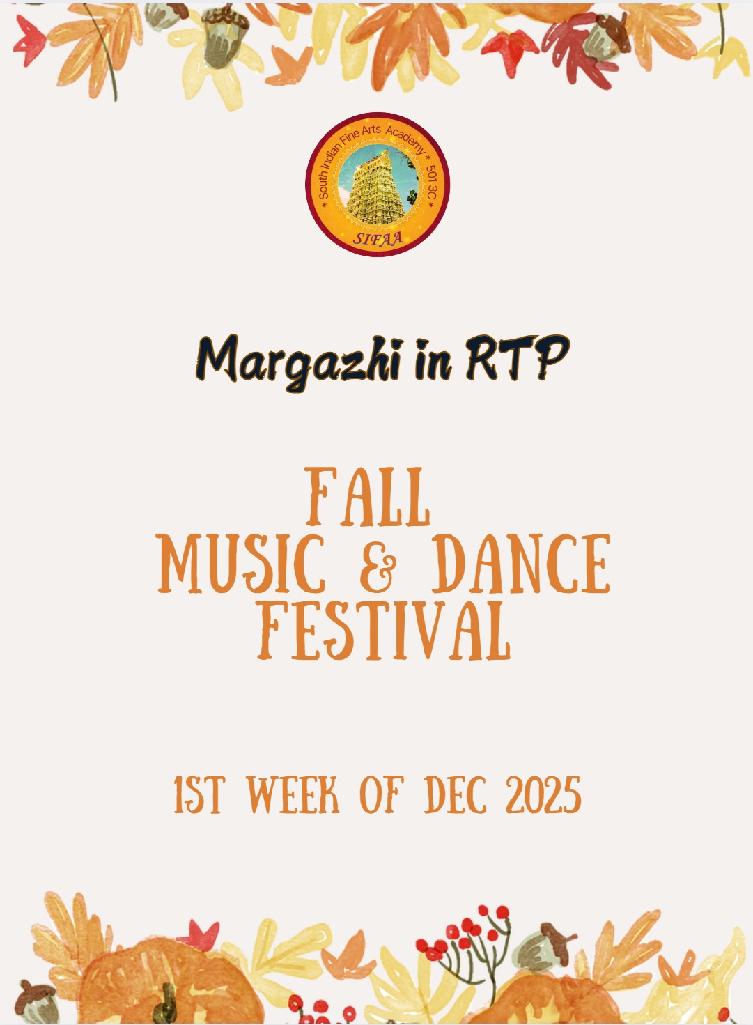 2025 – Margazhi in RTP – Fall Music and Dance Festival
